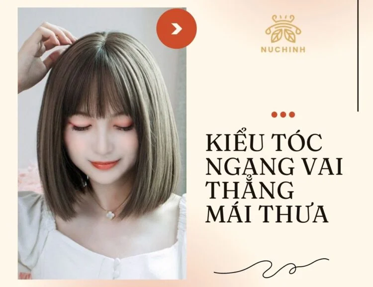 Tóc ngang vai thẳng mái thưa