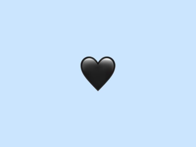 icon trái khoáy tim màu sắc đen