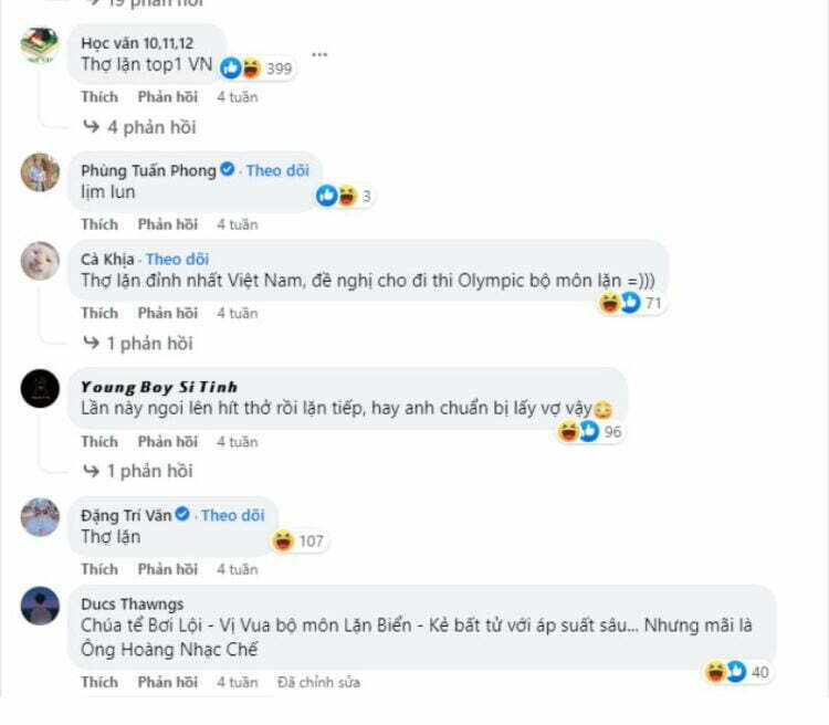 Bình luận của người hâm mộ về ảnh của Vanh Leg