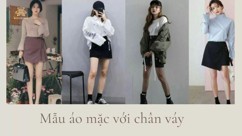 mẫu áo mặc với chân váy