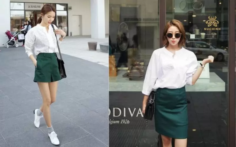 quần xanh rêu mặc với áo màu gì