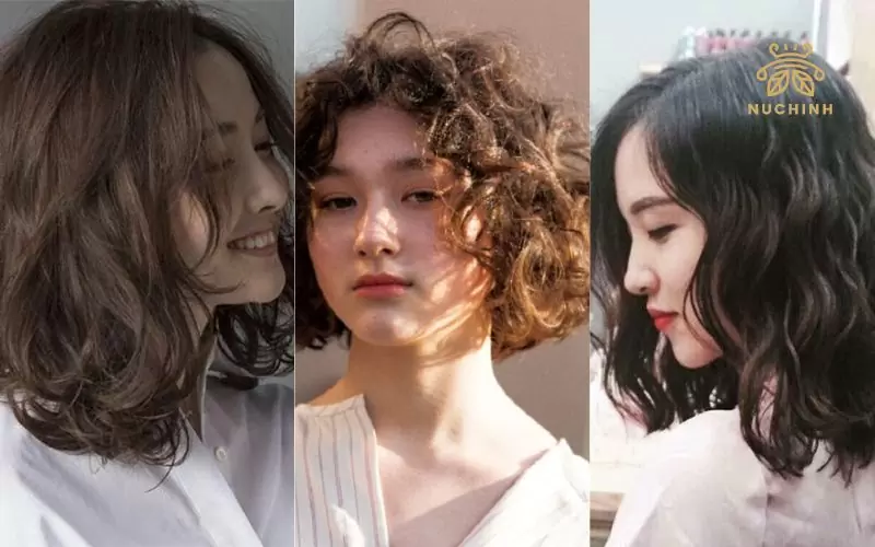 tóc ngắn ngang vai uốn gợn sóng nhẹ