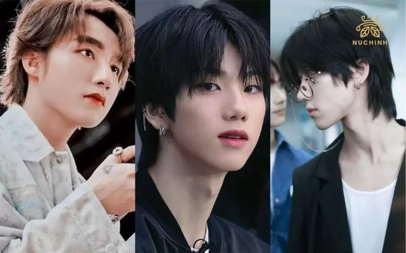 kiểu tóc mullet middle part