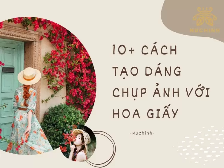 tạo dáng chụp ảnh với hoa giấy