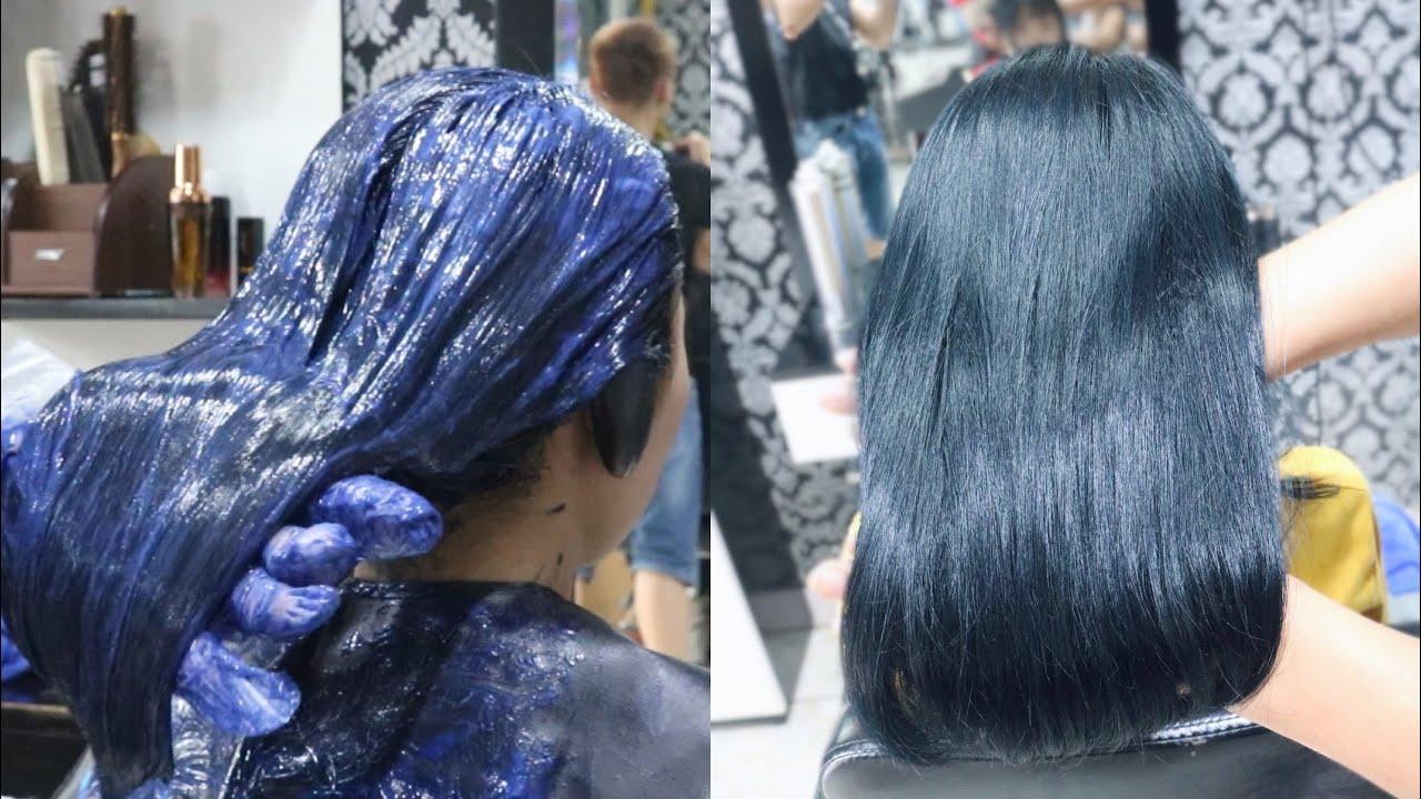 Cách chăm sóc tóc nhuộm màu xanh than lâu phai