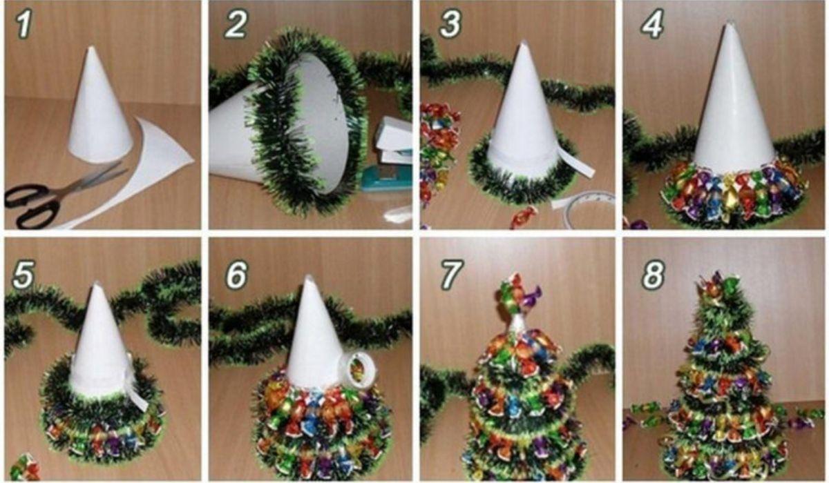 Cách làm cây thông Noel bằng dây kim tuyến