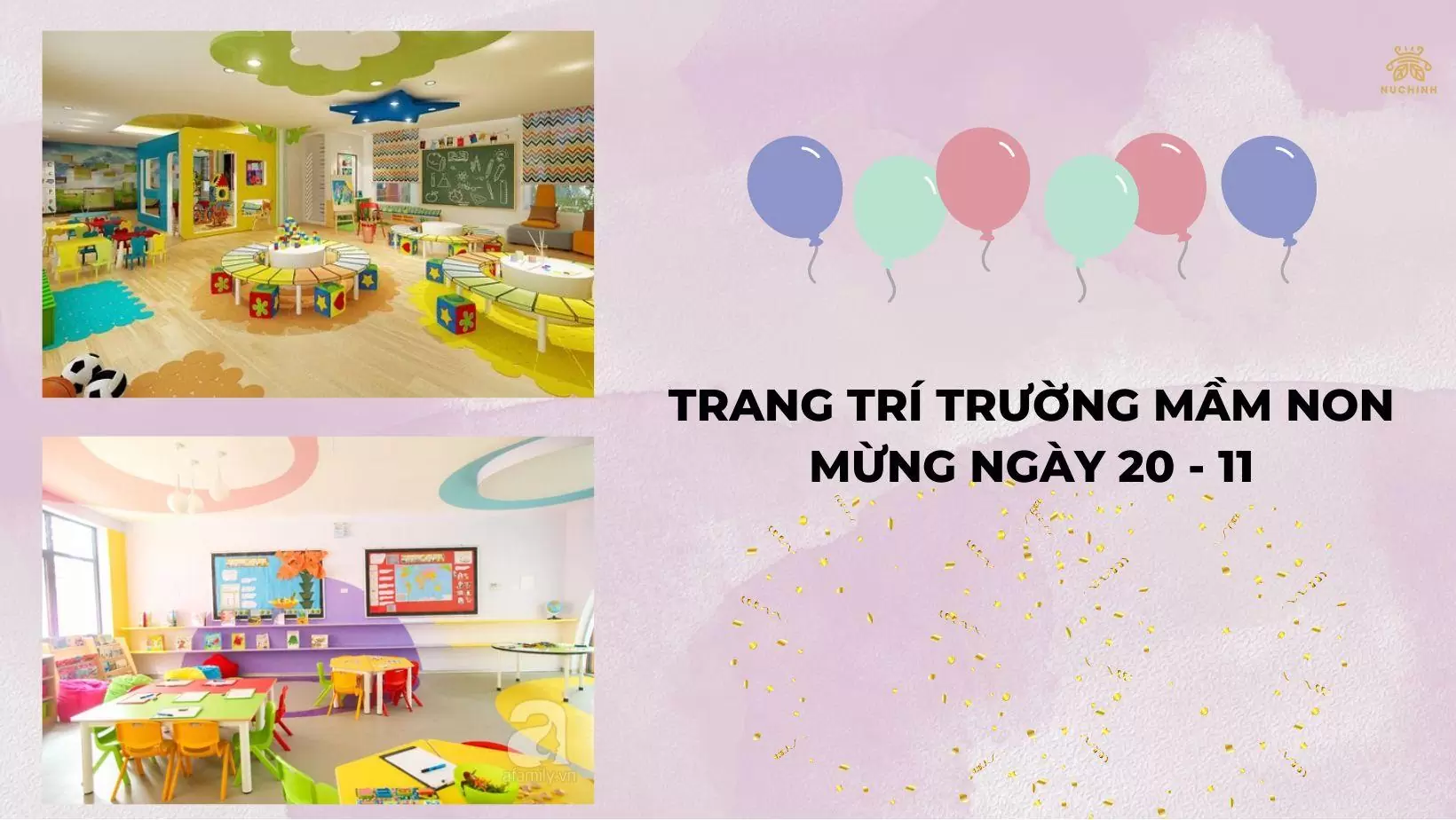 Trang trí 20/11 trường mầm non đơn giản nhưng vẫn đẹp mắt