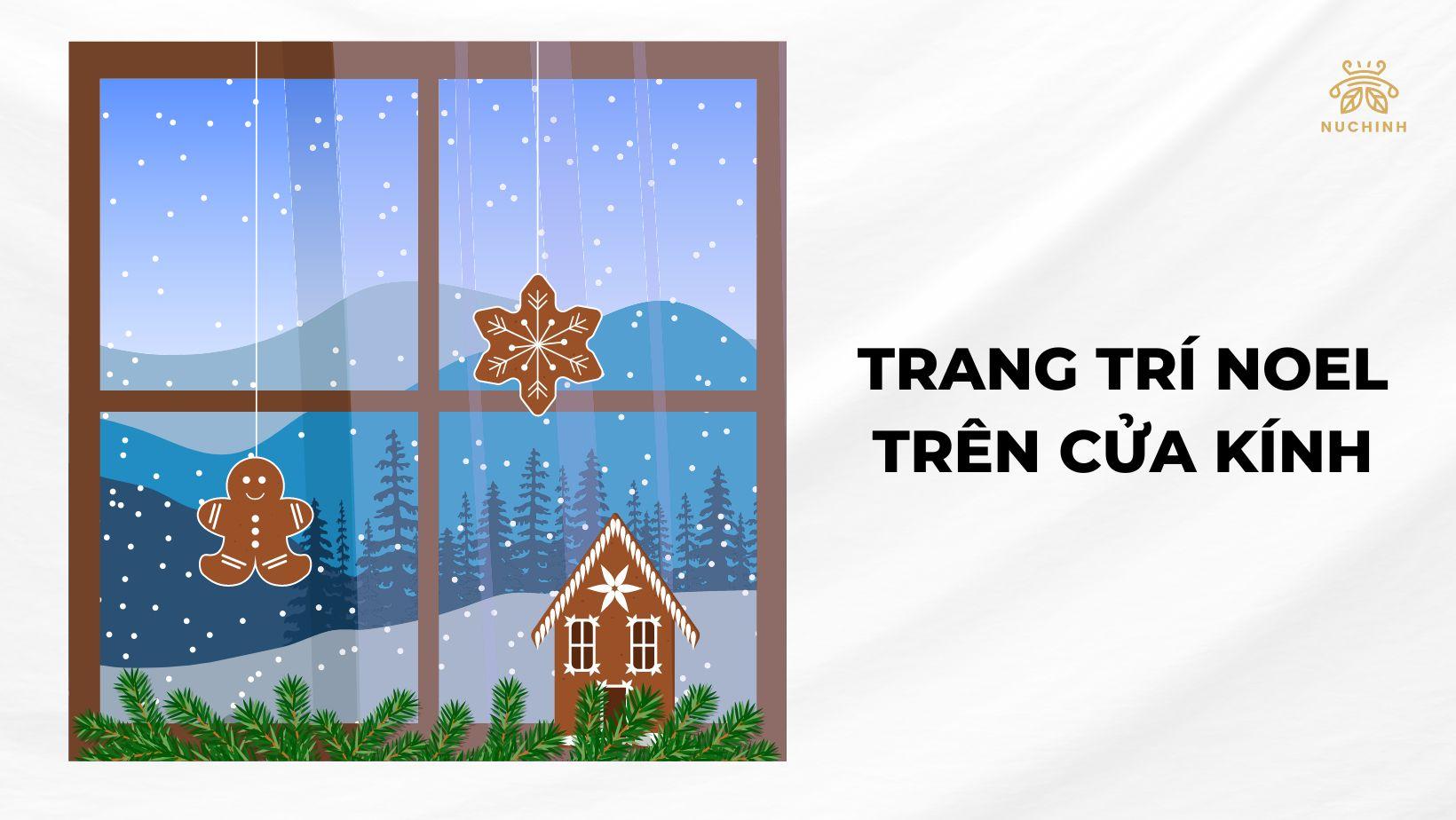 Trang trí Noel trên cửa kính