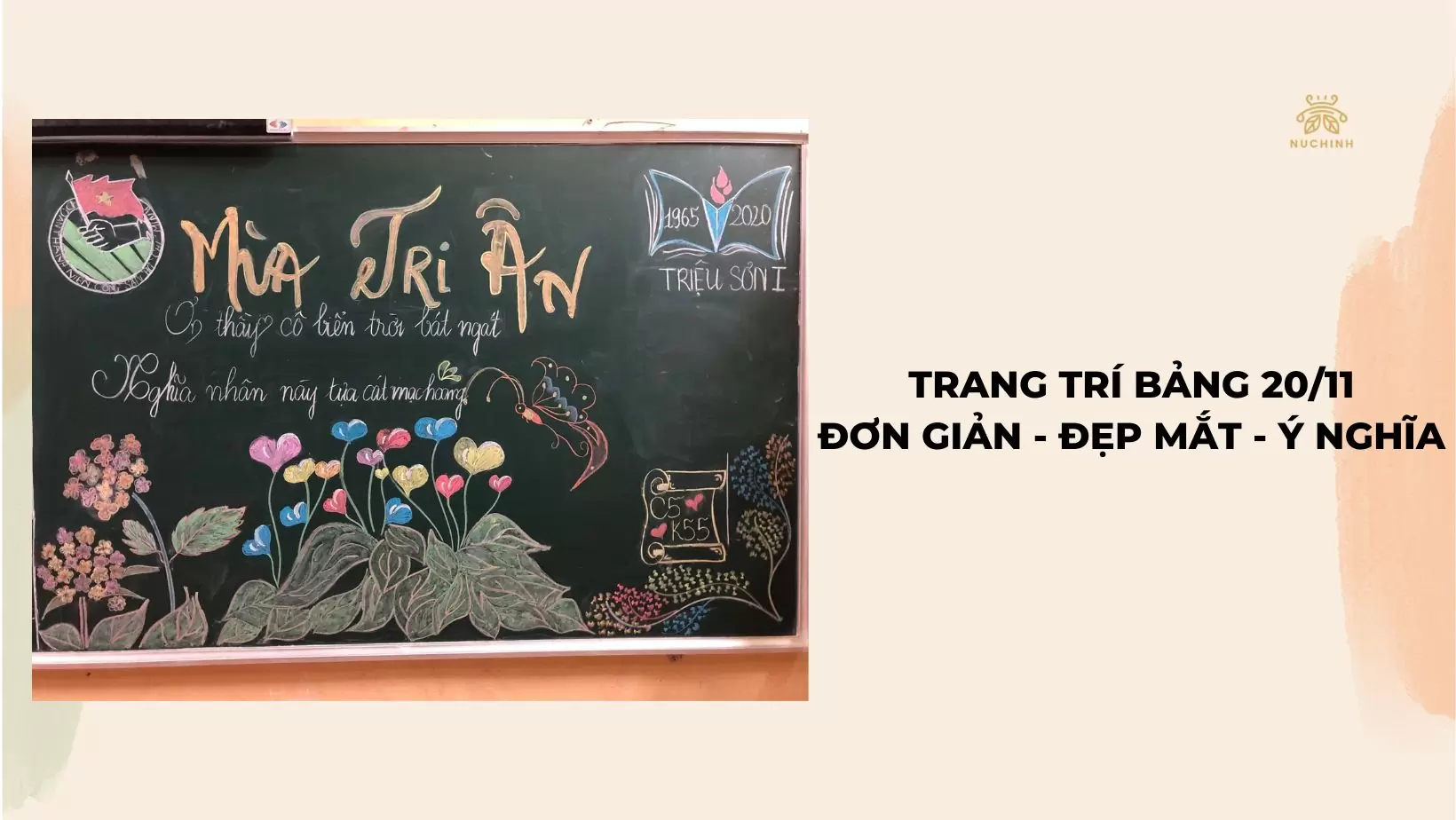 Trang trí bảng 20/11 đơn giản