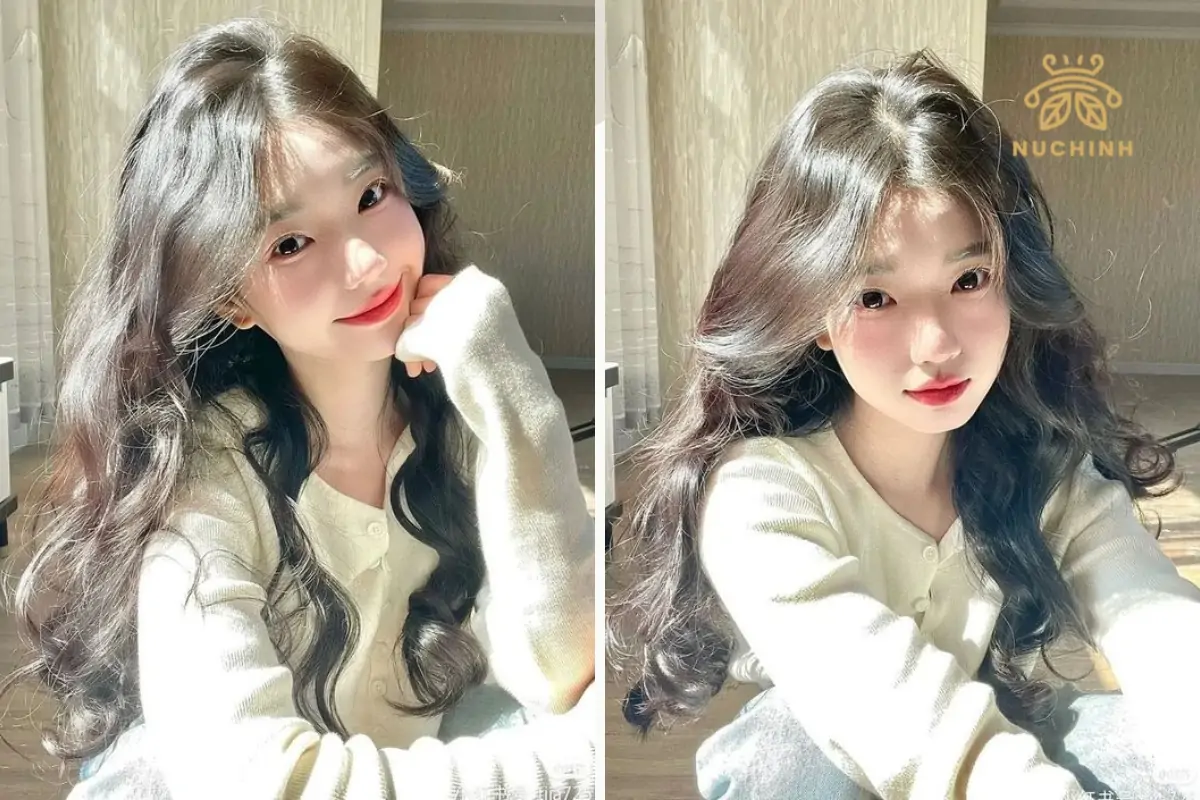 tóc dài uốn sóng lơi hàn quốc