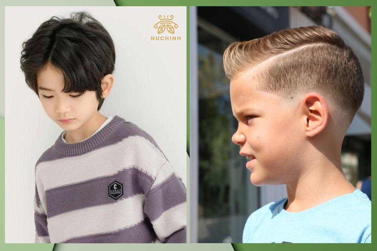 Kiểu tóc side part cho bé trai mặt tròn