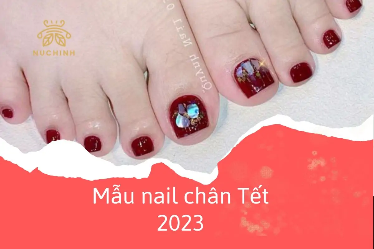 mẫu nail chân Tết 2023