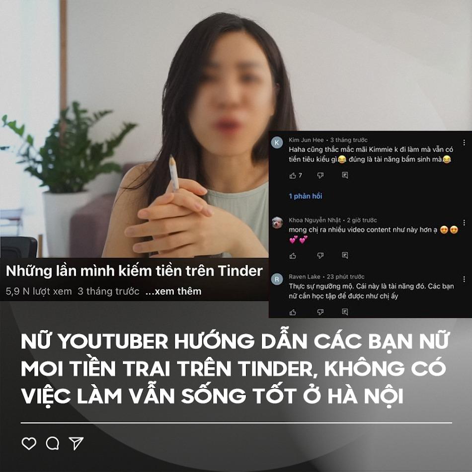Nữ Youtuber Kimmie gây tranh cãi khi hướng dẫn kiếm tiền trên Tinder
