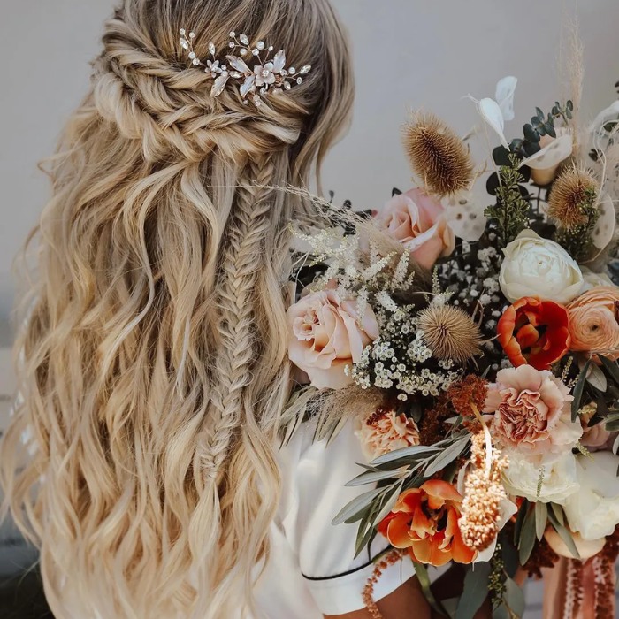 tóc đẹp cho cô dâu mặt dài