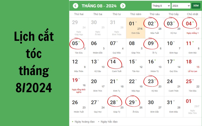 Lịch cắt tóc tháng 8/2024 ngày nào đẹp để mang lại may mắn?